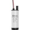 Cilindervormige witte en zwarte dompelpomp met rood en zwart kabel, zijwaartse uitlaatnippel en bedrukt etiket 'Berger SUBMERSIBLE PUMP 12 V DC 15 L/min 1.0 Bar'