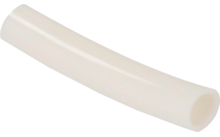 Een gebogen witte kunststofbuis met een open uiteinde