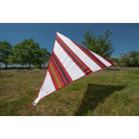 Bent Awning Zip Canvas Oriental Design White Stripes/Red Zip