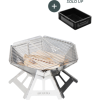 Boxio Fire Set fire bowl with grill grate and Solo Up Eurobox