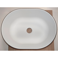 Castagnari countertop sink, semicircular, two-tone black/white matte, made of Ocritech, 35 x 26 x 10.7 cm, without push-button drain
