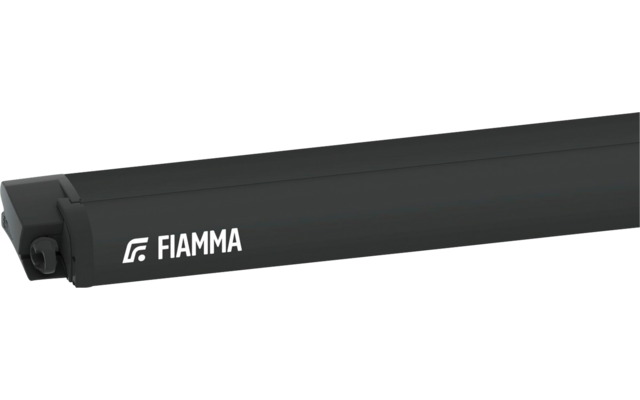Schwarzes rechteckiges Gehäuse mit weißem "FIAMMA"-Schriftzug und sichtbarer Halterung am linken Ende