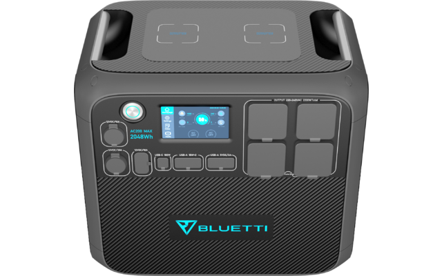 Tragbare Powerstation mit Display und mehreren Steckdosen