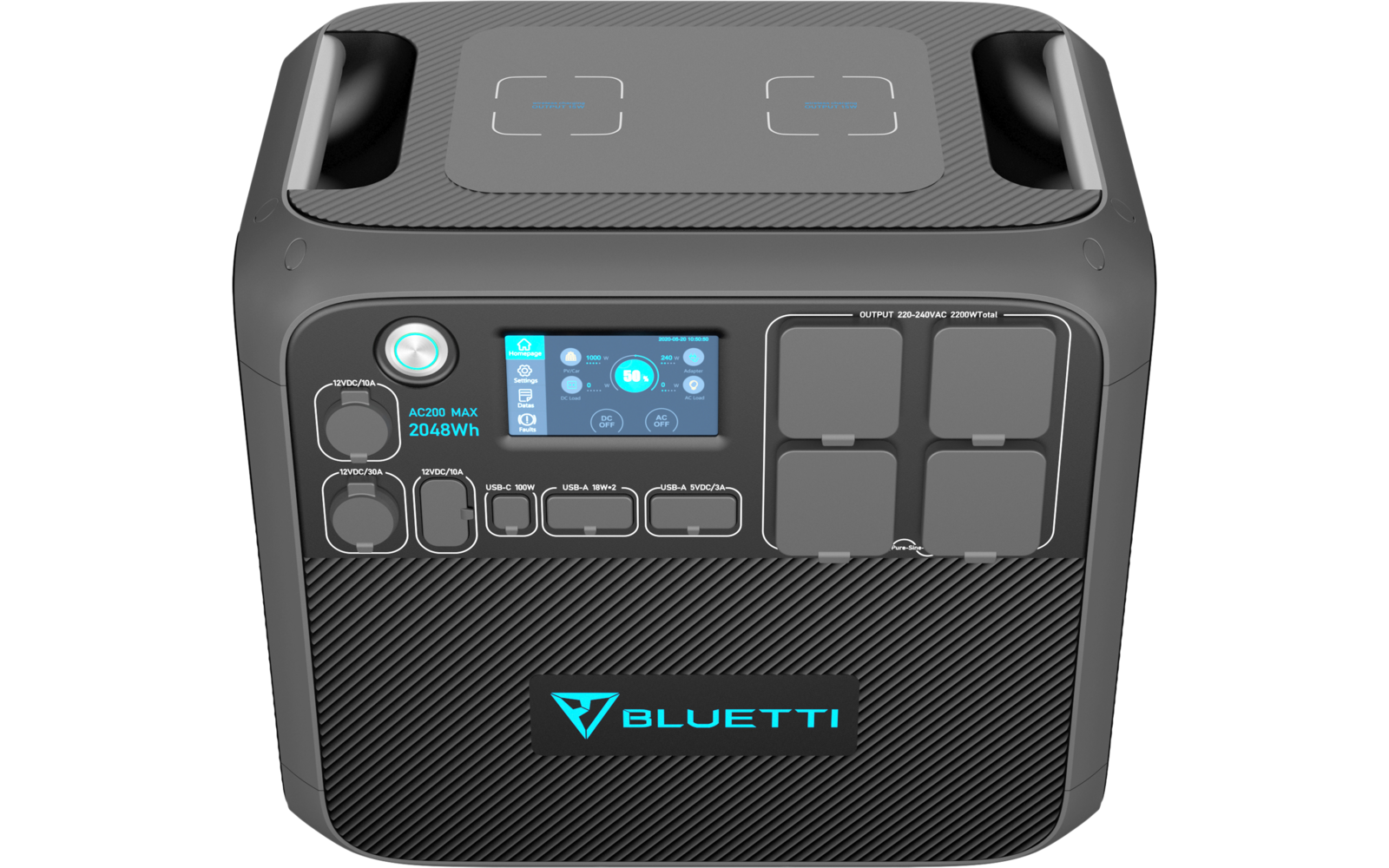 Tragbare Powerstation mit Display und mehreren Steckdosen