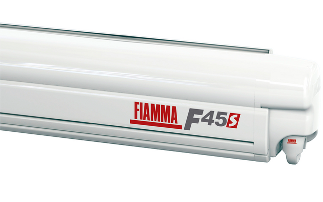 Fiamma F45s 400 Markise Gehäusefarbe Polar White Tuchfarbe Royal Grey 400 cm