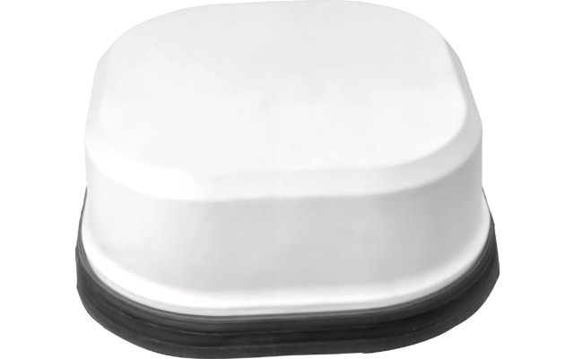 Weißes Gerät mit mehreren Kabeln und Anschlüssen auf weißem Hintergrund