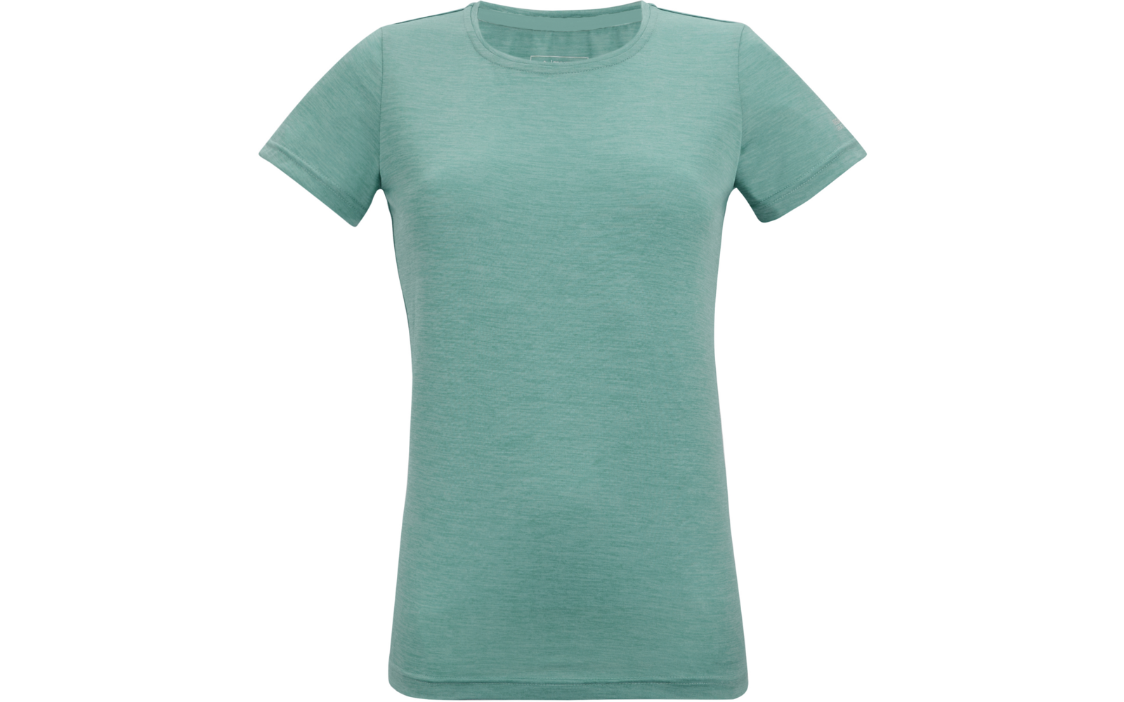 Lichtgroen T‑shirt met korte mouwen en ronde hals, vooraanzicht op witte achtergrond