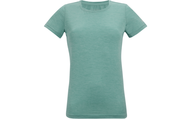 Lichtgroen T‑shirt met korte mouwen en ronde hals, vooraanzicht op witte achtergrond