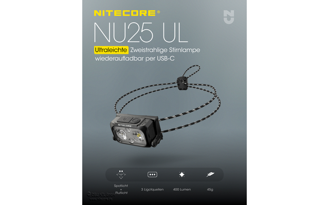 Nitecore Lampe frontale NU25UL Ultralight
