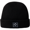 Gorro de punto negro acanalado con doblez y parche cuadrado con motivo de montaña y texto 'DARE 2B'