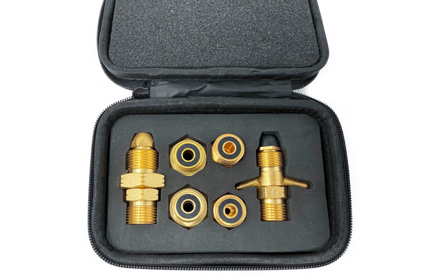 Produktbild DREHMEISTER Gas Flaschen Adapter Set EU inklusive Etui - Gas-Entnahme 6-teilig 1