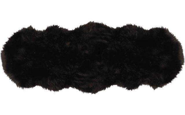 Schwarzes, flauschiges Textilstück mit unregelmäßiger, gewellter Kante auf weißem Hintergrund