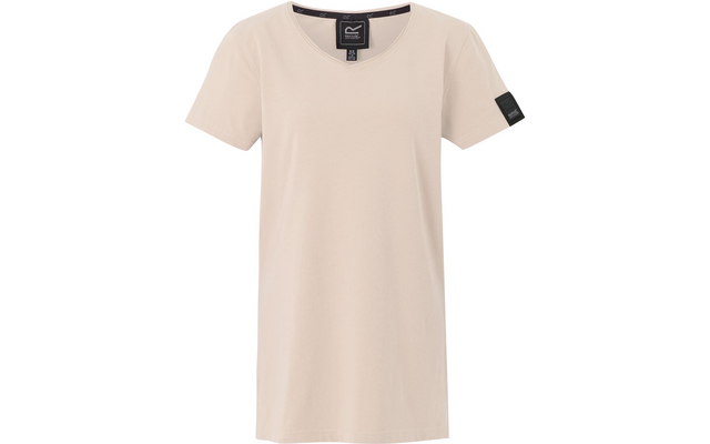 Beiges T-Shirt mit kurzem Arm auf weißem Hintergrund