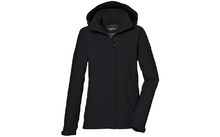 Schwarze Kapuzenjacke mit verdecktem Frontreißverschluss und seitlichen Reißverschlusstaschen