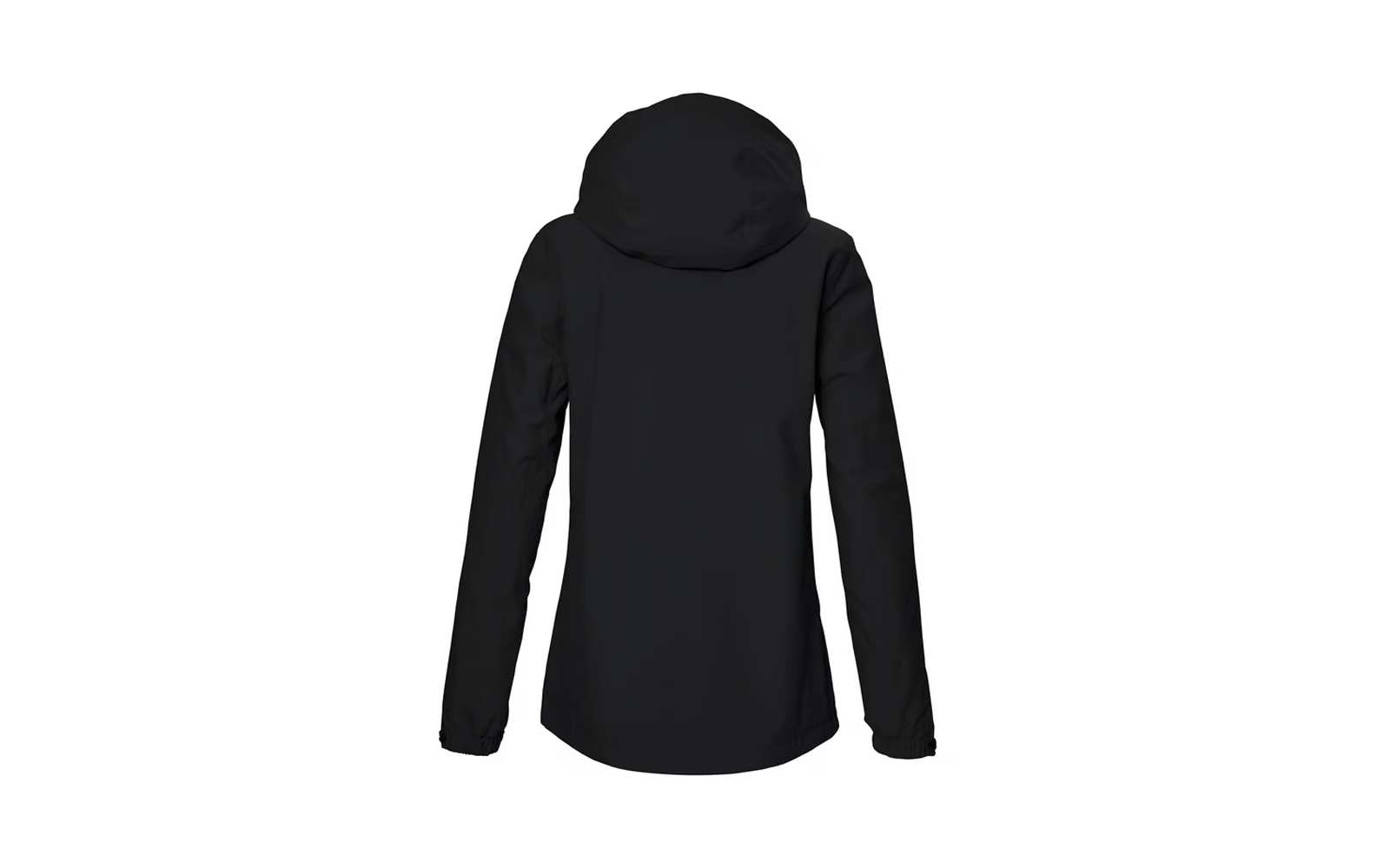 Schwarze Jacke mit Kapuze, Rückansicht