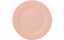 Rond roze bord op witte achtergrond