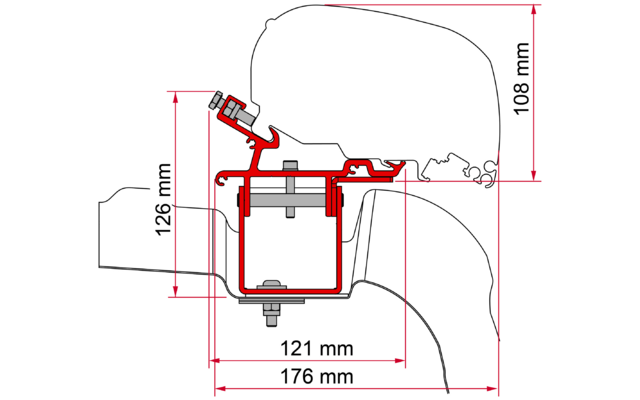 Fiamma Adapter-Kit Dachmarkise F80 für den VW Crafter L3H3