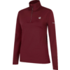 Haut pour femme à manches longues de couleur bordeaux avec fermeture éclair partielle et col montant
