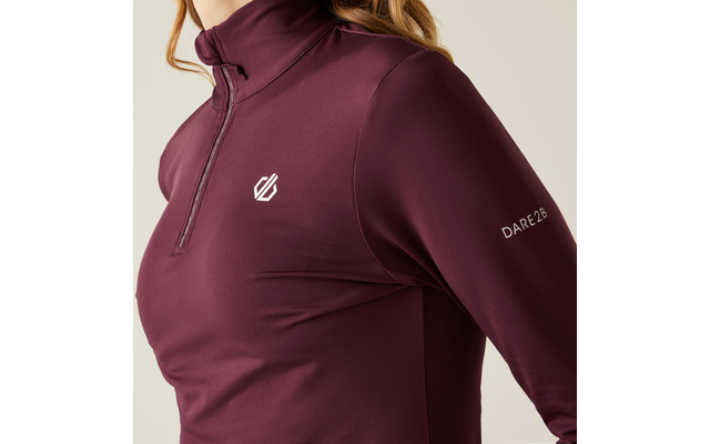 Haut avec fermeture éclair et logo sur la poitrine, couleur bordeaux