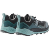 Blauer und schwarzer Wanderschuh mit grauer Sohle