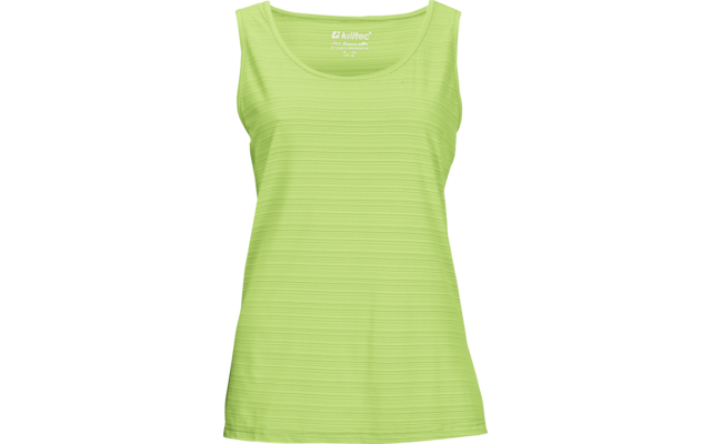 Hellgrünes ärmelloses Top mit rundem Ausschnitt und feiner horizontaler Struktur