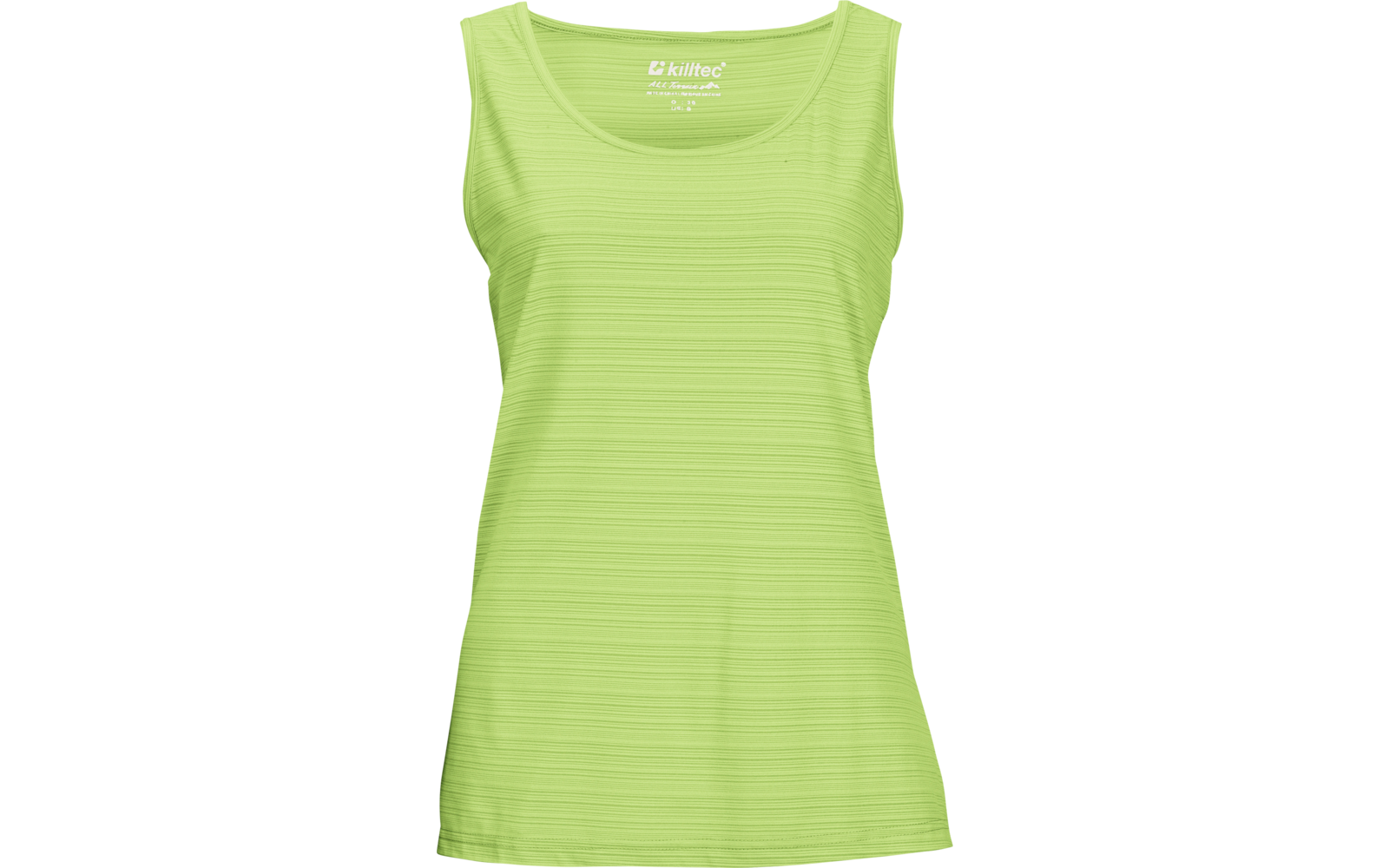 Hellgrünes ärmelloses Top mit rundem Ausschnitt und feiner horizontaler Struktur