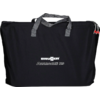 Sac de transport rectangulaire noir avec deux poignées grises, fermeture éclair sur le dessus avec curseurs rouges et inscription blanche 'BRUNNER Azabache KS' au centre