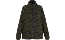 Olivegrüne Fleecejacke mit schwarzen Tigerstreifen