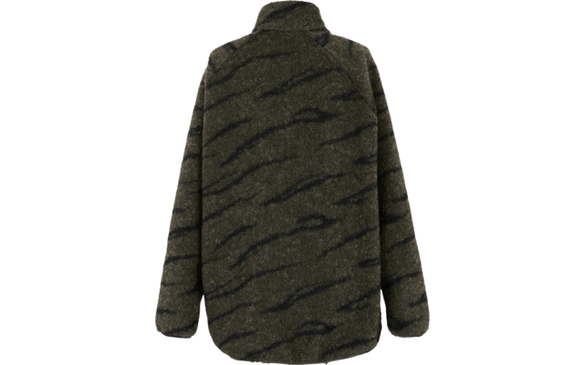 Grüne und schwarze Jacke mit Tigerstreifenmuster, Rückansicht