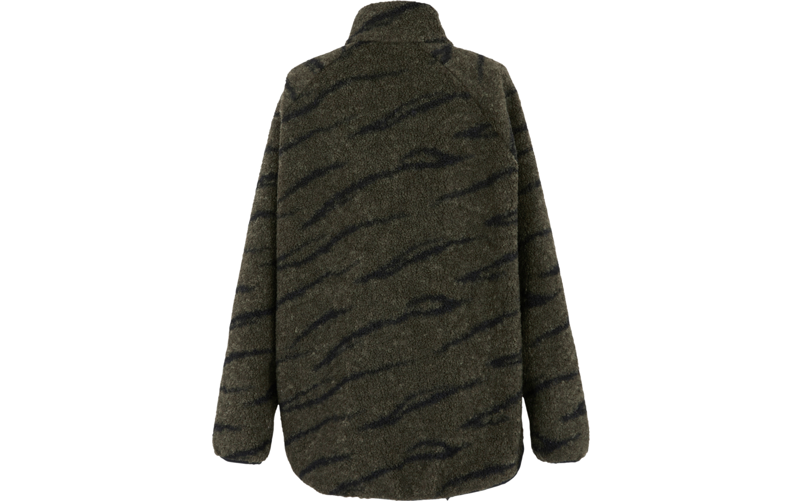 Grüne und schwarze Jacke mit Tigerstreifenmuster, Rückansicht