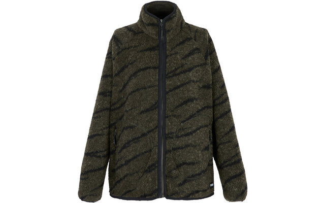 Olivegrüne Fleecejacke mit schwarzen Tigerstreifen