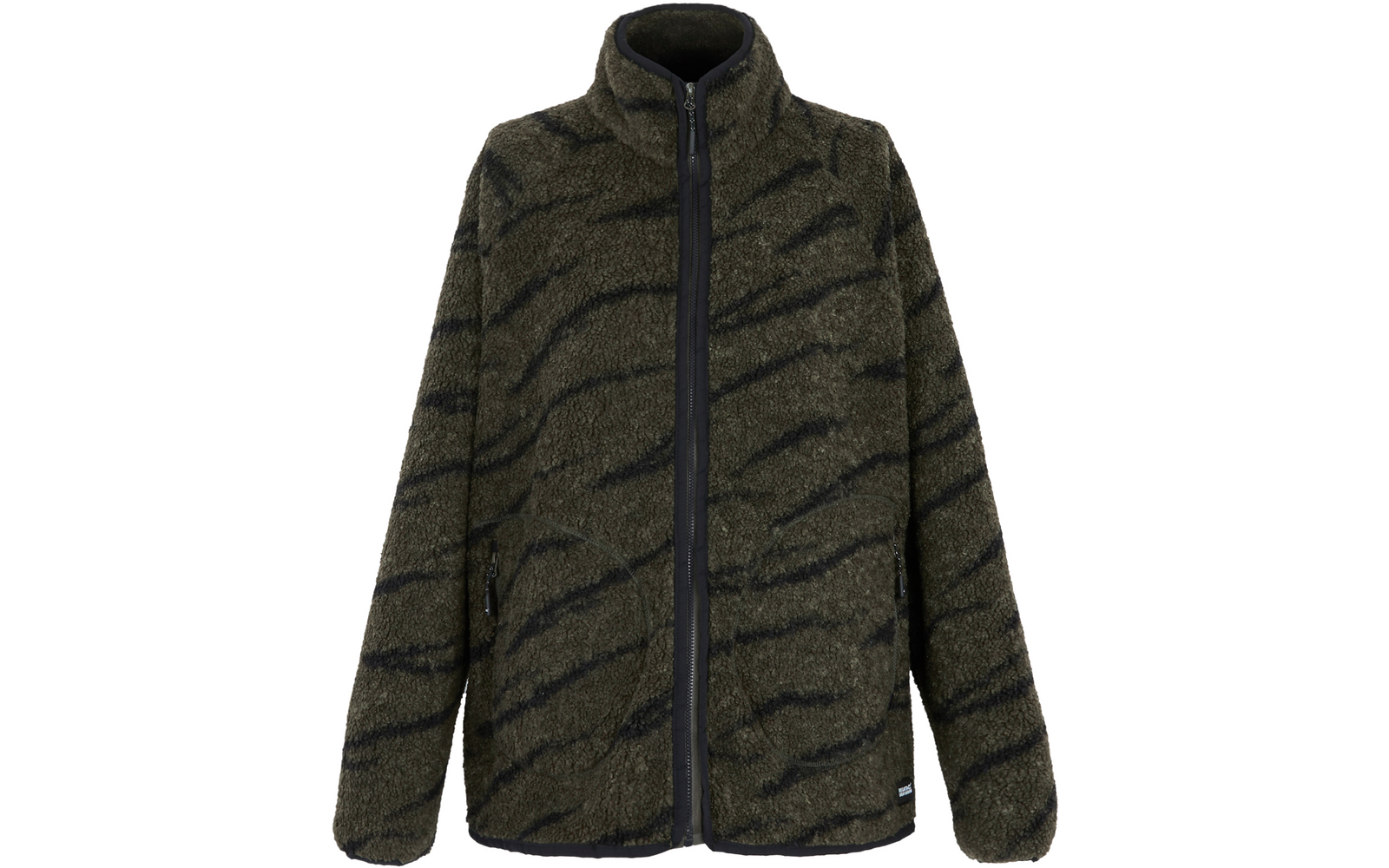 Olivegrüne Fleecejacke mit schwarzen Tigerstreifen