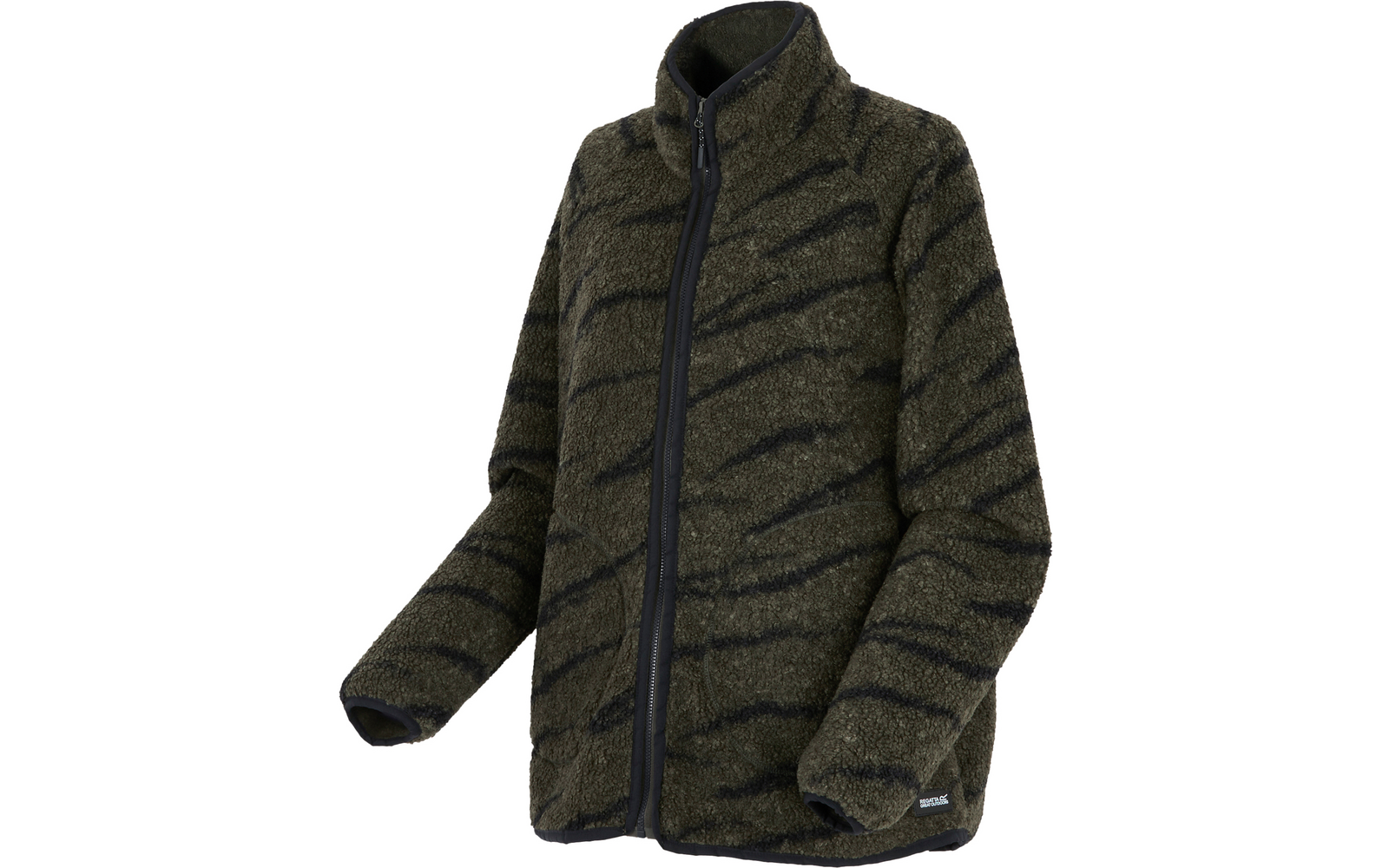 Grüne Jacke mit schwarzem Reißverschluss