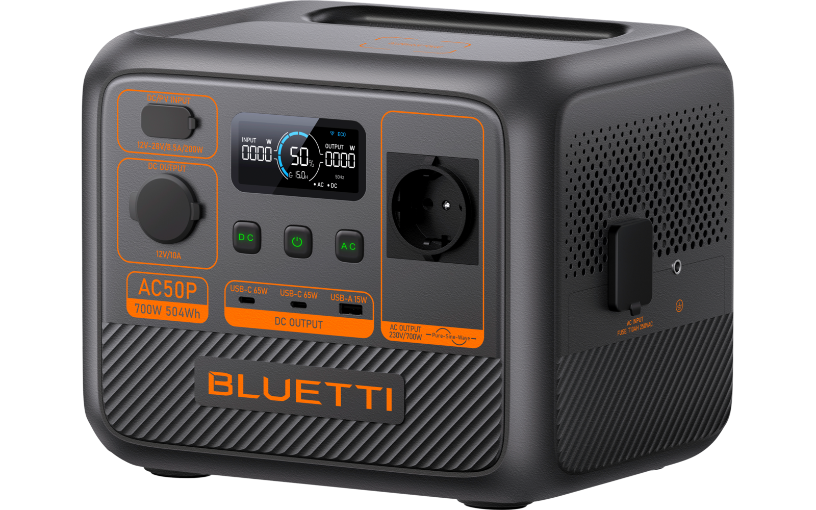 Station d'énergie portable avec écran, prises et ports USB