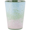 Gobelet avec motif de couleurs bleu, vert et rose