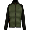 Grüne und schwarze Steppjacke mit Reißverschluss und Stehkragen