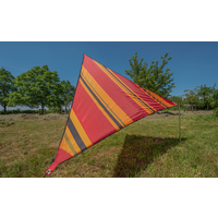 Bent Awning Zip Canvas Oriental Design Red Stripes/RV Black