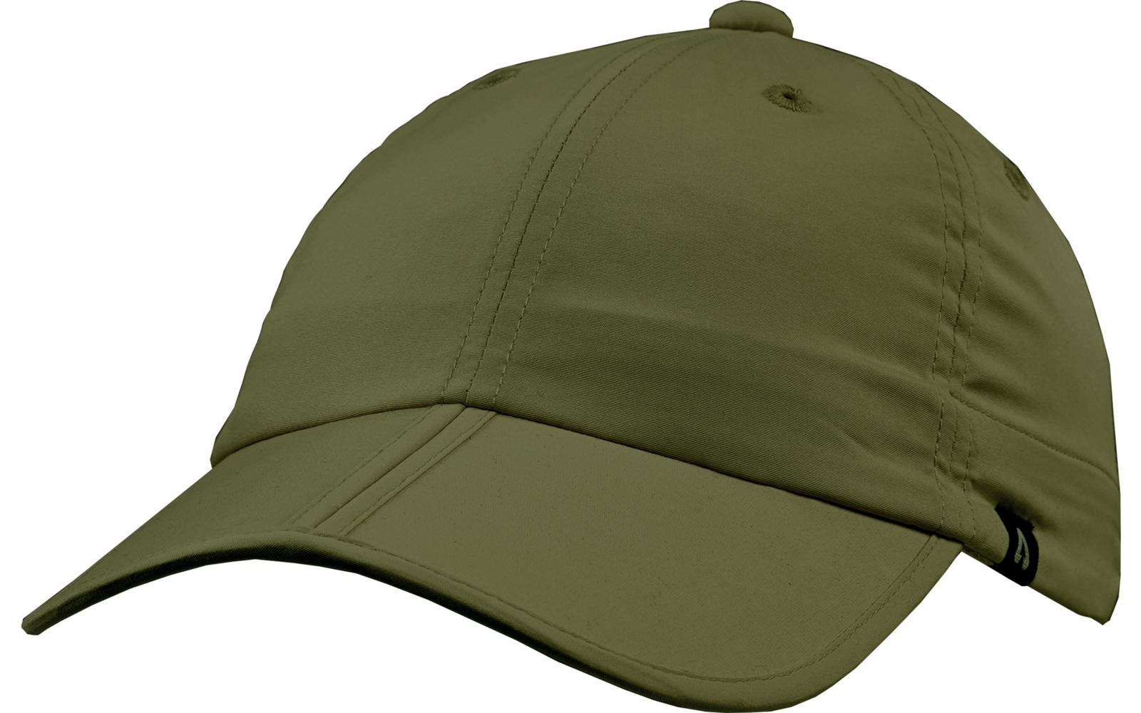 Cappellino da baseball in tessuto verde oliva con visiera curva