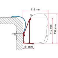 Adaptateur d&rsquo;auvent Rapido s&eacute;rie 6 pour montage mural 350 Fiamma