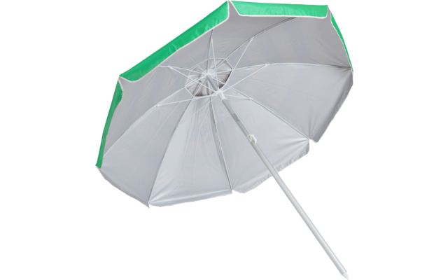 Grün gestreifter Sonnenschirm mit weißem Stiel
