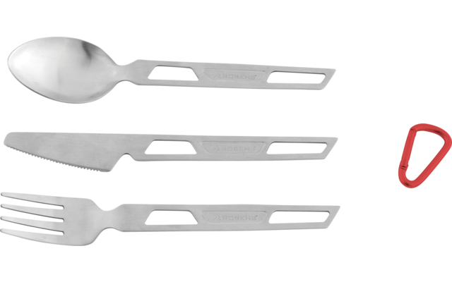Robens Sierra Steel Cutlery Set Set de couverts avec mousqueton 4 pièces