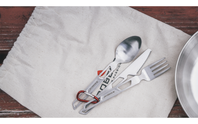 Robens Sierra Steel Cutlery Set Besteckset mit Karabiner 4 teilig