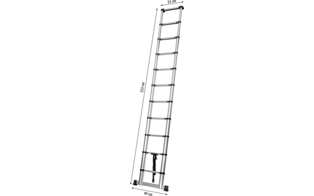 Échelle en aluminium avec plusieurs marches sur fond blanc