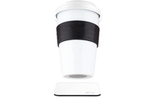 silwy® To-Go-Cup porseleinen mok met deksel incl. metalen nano-gel pad onderzetter (350 ml)