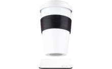 Tasse en porcelaine To-Go-Cup avec couvercle et dessous de verre à pad en métal-gel nano incl. (350 ml) silwy®