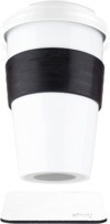 silwy&reg; To-Go-Cup Porzellan Becher mit Deckel inkl. Metall-Nano-Gel Pad Untersetzer (350 ml)