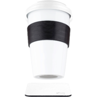 Taza de porcelana con tapa incl. posavasos met&aacute;lico con almohadilla de nano-gel 350 ml To-Go-Cup Silwy&reg;