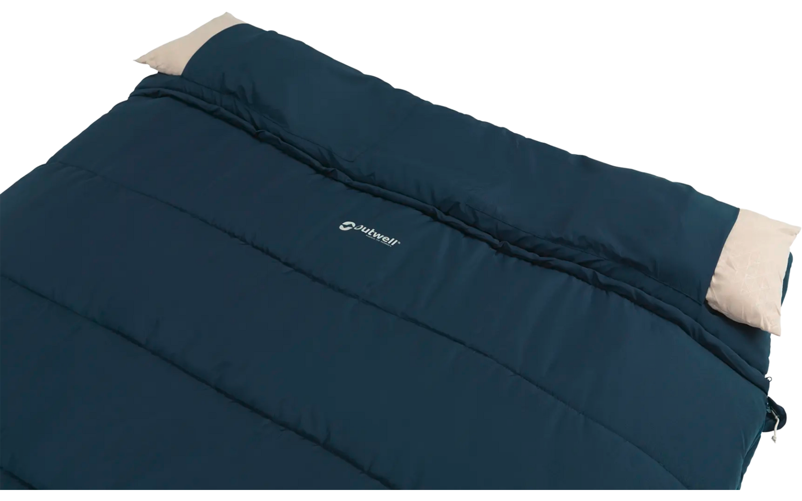 Blauer Schlafsack mit hellbeigem Innenfutter von Deuter