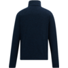 Rückansicht eines dunkelblauen Pullover mit Stehkragen