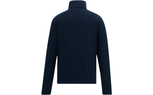 Rückansicht eines dunkelblauen Pullover mit Stehkragen